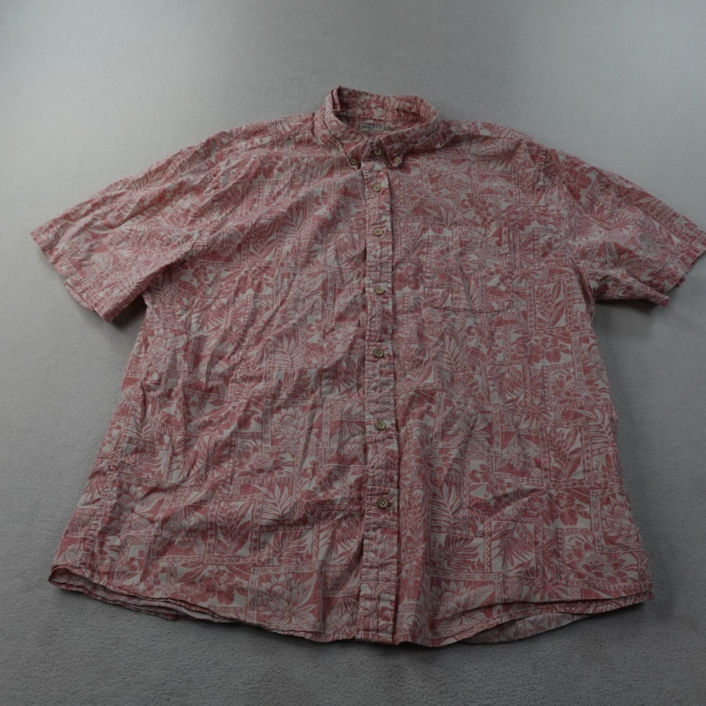 Faherty Movement Shirt Mens XL Coral Tropical Organic Cotton Short Sleeve
